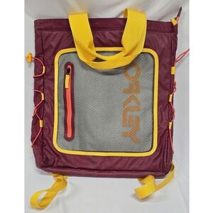 Oakley Utility Tote Backpack Burgundy Yellow Mesh Pocket Convertible Bag